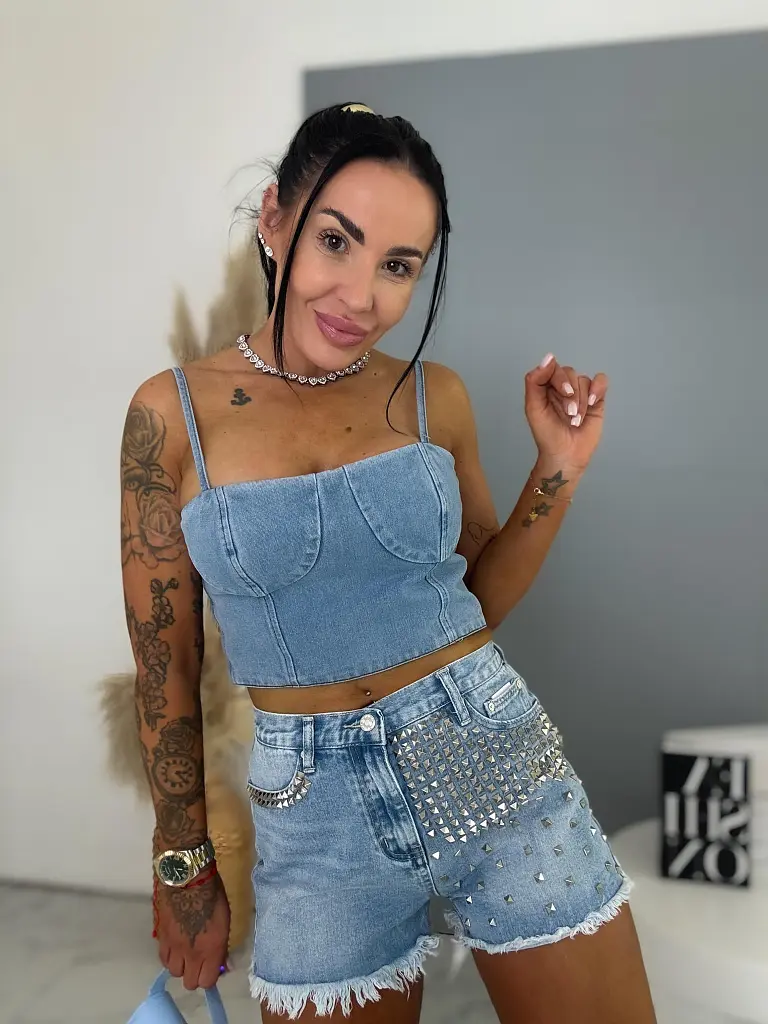 Denim top na zips DENYA