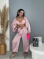 Dvojdielny satin ballon jacket a satin sarouel nohavice