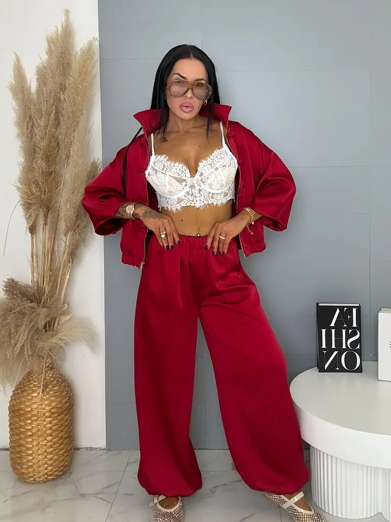Satin sarouel nohavice s gumeným pásom SATIN