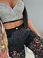 Džínsy s čipkou a kamienkami LACE