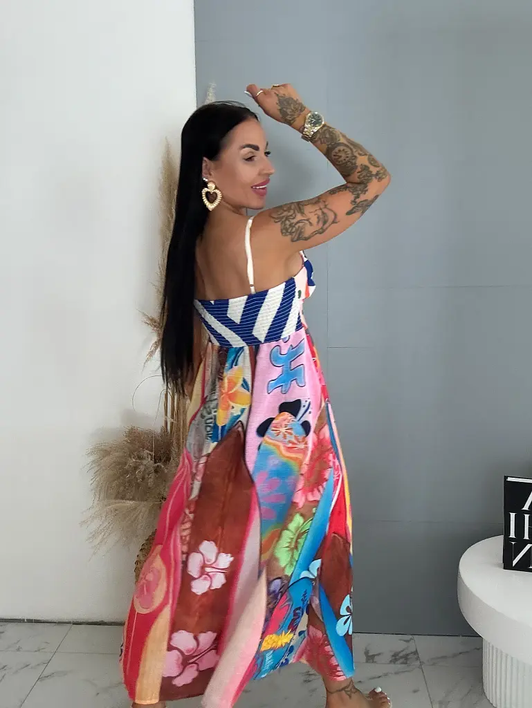 Dlhé vzorované ľanové šaty SUMMER - next