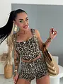 Crop top s leopardím vzorom s funkčným zapínaním na traky SOFT