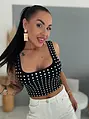 Crop-top so striebornými kamienkami BLANCA