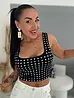 Crop-top so striebornými kamienkami BLANCA