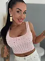 Crop-top so striebornými kamienkami BLANCA