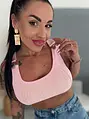 Rebrovaný crop top s funkčným zapínaním na traky CAPRI