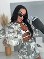 Crop denim jacket s mramorovým efektom ONYX