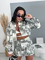 Crop denim jacket s mramorovým efektom ONYX
