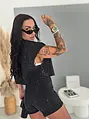 Crop denim vesta s kamienkami CRYSTAL
