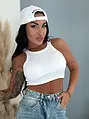 Biely rebrovaný crop-top AUDRY