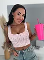 Crop-top so striebornými kamienkami BLANCA