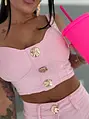 Pink denim komplet so zlatou ozdobou VIBE SET