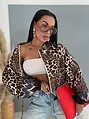 Satin ballon jacket s leopardím vzorom LEORA