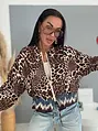 Satin ballon jacket s leopardím vzorom LEORA