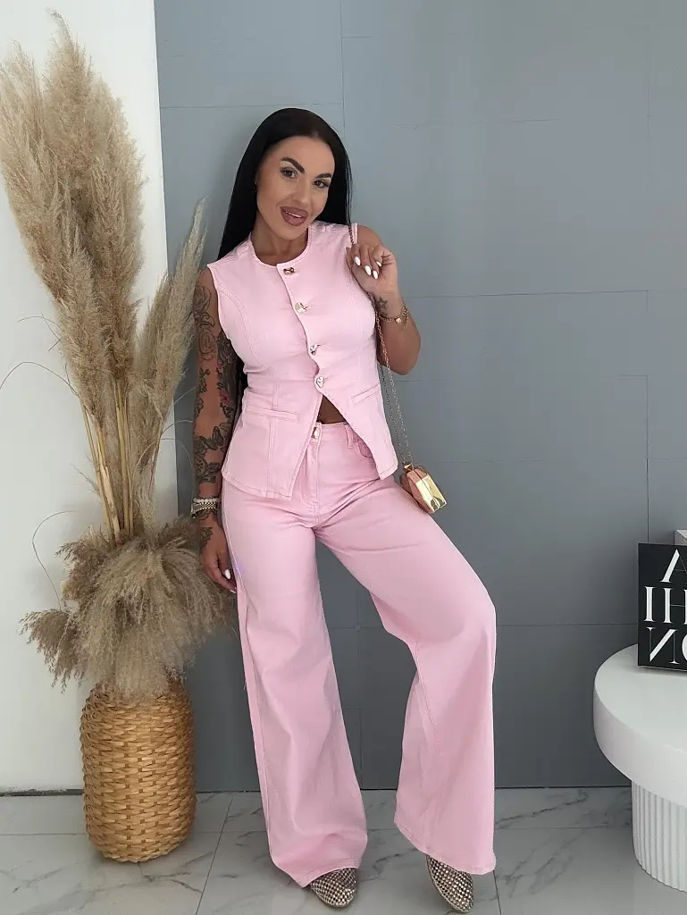 Dvojdielny pink denim komplet PINKY