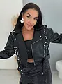 Kožená bunda so striebornými nitmi ROCK