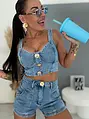 Blue denim komplet so zlatou ozdobou VIBE SET