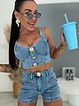 Blue denim komplet so zlatou ozdobou VIBE SET