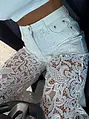 Džínsy s čipkou a kamienkami LACE
