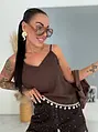 Dámsky ľanový top zdobený mušličkami SHELL
