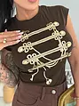 Elastický top so zlatým zdobením MONARCH