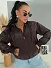 Hnedá mikina s kapucňou na zips s kamienkami GLAM