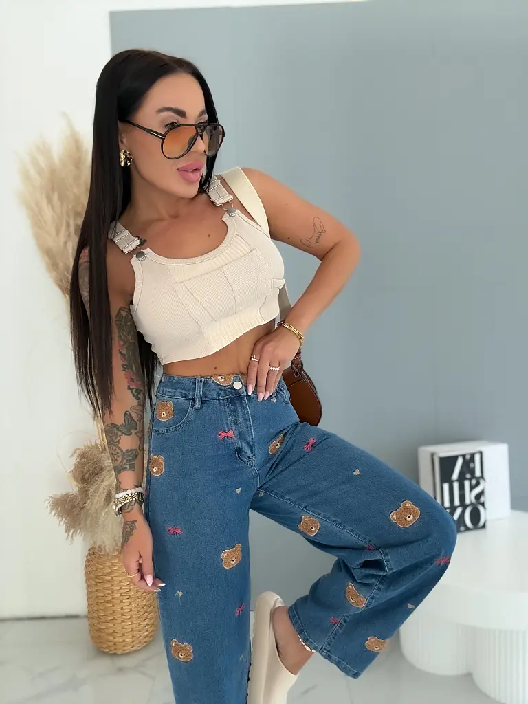Baggy fit rifle s vysokým pásom TEDDY