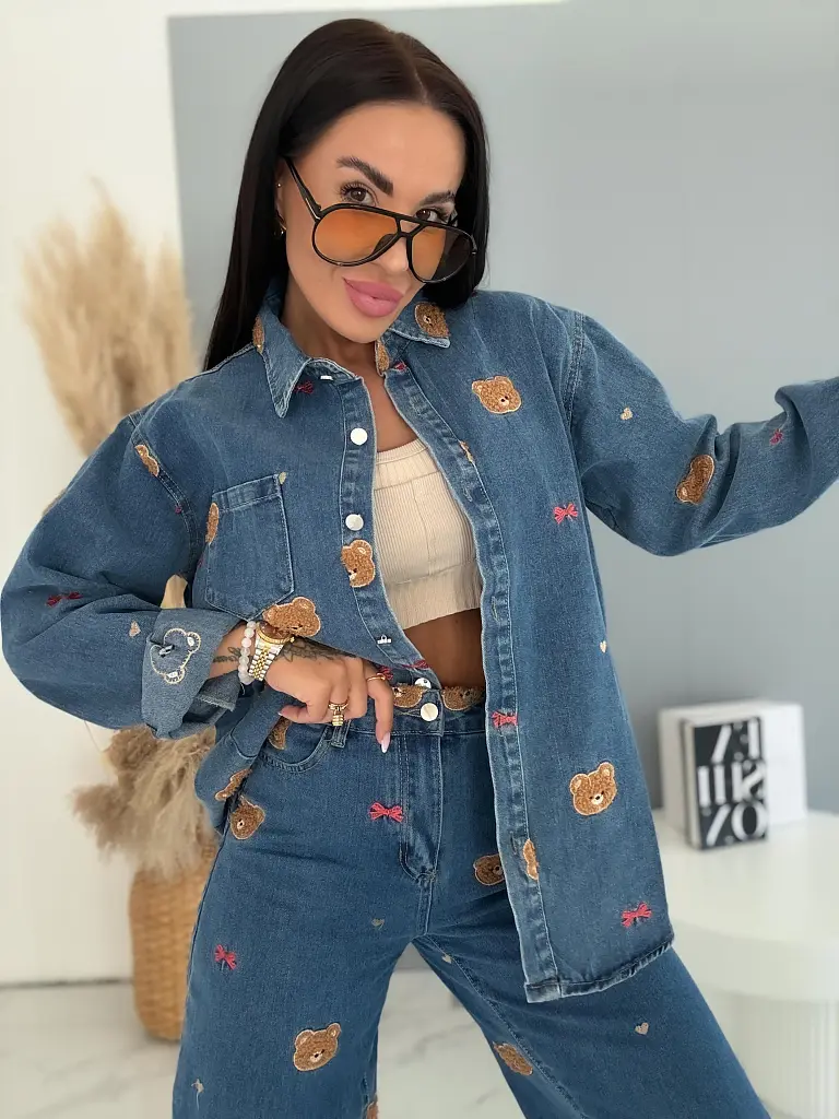 Denimový oversize košeľový kabát TEDDY
