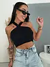 Trblietavý crop top s X ramienkami STARRY