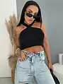 Trblietavý crop top s X ramienkami STARRY