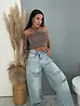 Trblietavý crop top s X ramienkami STARRY