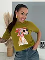 Pulóver s krátkym rukávom a vzorom HUND