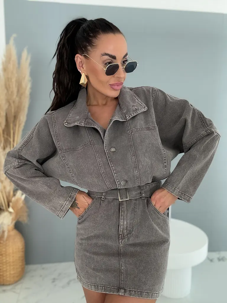 Denim šaty na gombíky a opaskom SIENA - next
