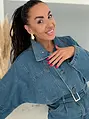 Denim šaty na gombíky a opaskom SIENA