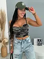Vystužený army crop top s ramienkami CLEO