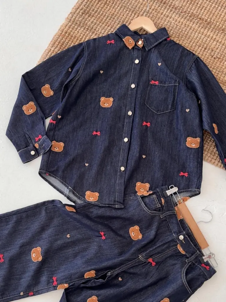 Denimový oversize košeľový kabát TEDDY