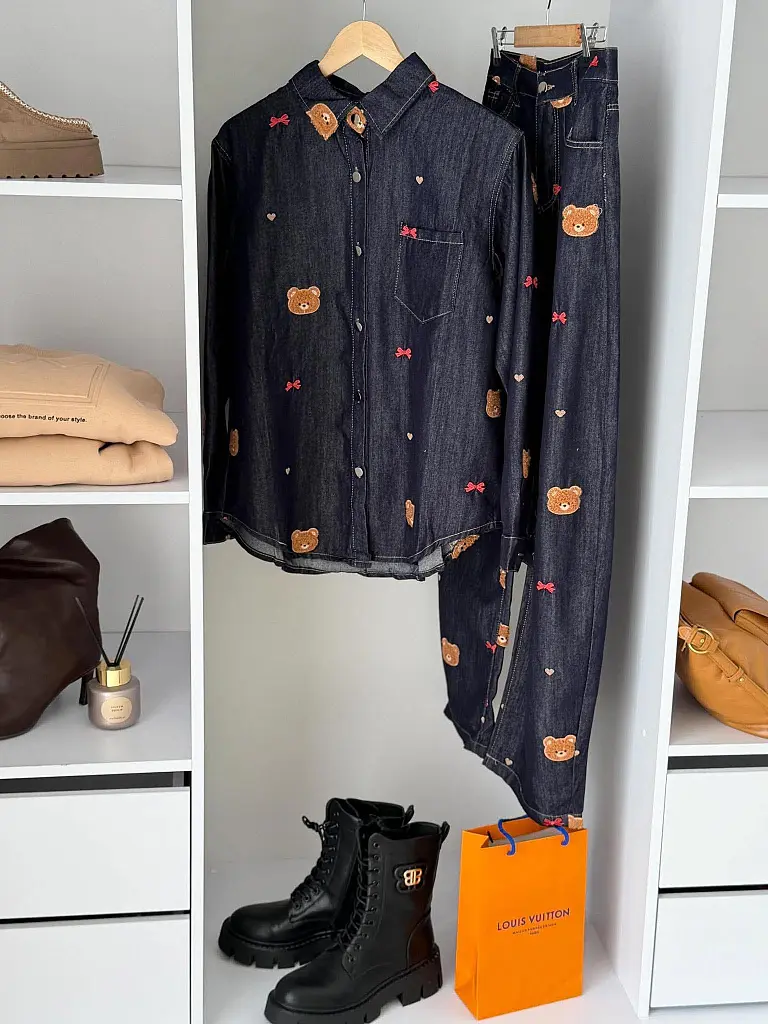 Denimový oversize košeľový kabát TEDDY - next
