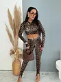 Basic crop tričko s leopardím vzorom a otvormi na palce PATTY