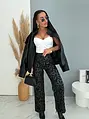Čierne koženkové nohavice s madeira vzorom MISTIC