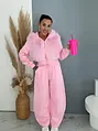Prémium baggy súprava s kožušinou PINK LUXURY