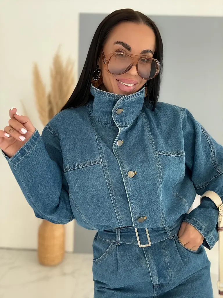 Denim šaty na gombíky a opaskom SIENA - next
