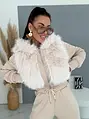 Prémium baggy súprava s kožušinou BEIGE LUXURY