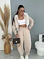 Prémium baggy súprava s kožušinou BEIGE LUXURY