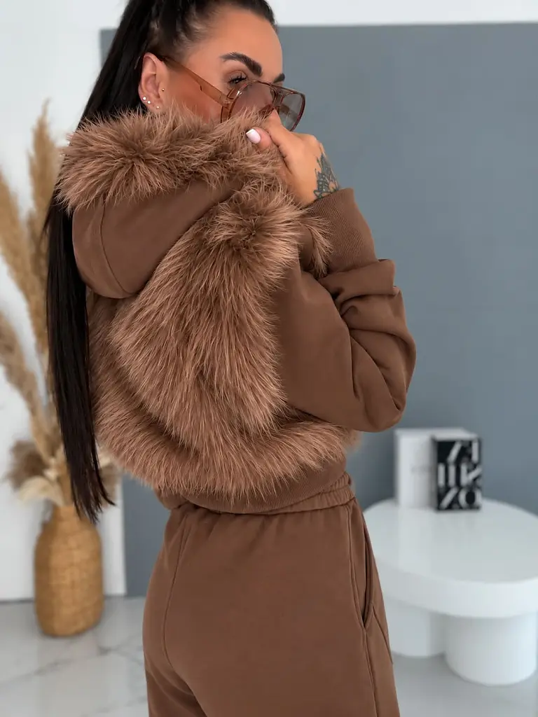 Prémium baggy súprava s kožušinou BROWN LUXURY - next