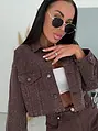 Crop denim jacket s kamienkami CRYSTAL