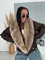 Coffee kožená bunda s kožušinou GARNET