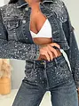 Crop denim jacket s kamienkami STARDUST