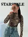 Basic elastické dámske tričko s leopardím vzorom CLEAN