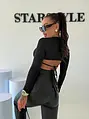 Vysokopásové koženkové wide-leg nohavice elastickým pásom RAVEN