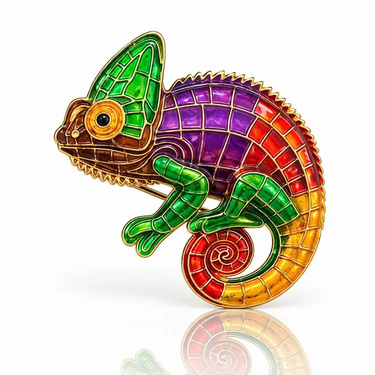 Ozdobná brošňa  dúhový chameleón